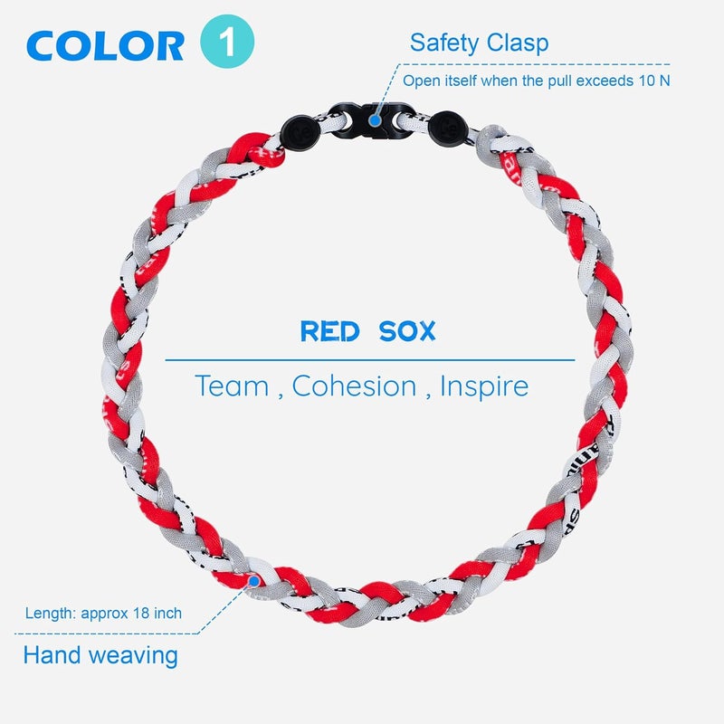 SUPBOMM 3 pcs Baseball Rope Necklaces, League Team Colors Braided Necklace, Baseball Team Gifts - Image 2